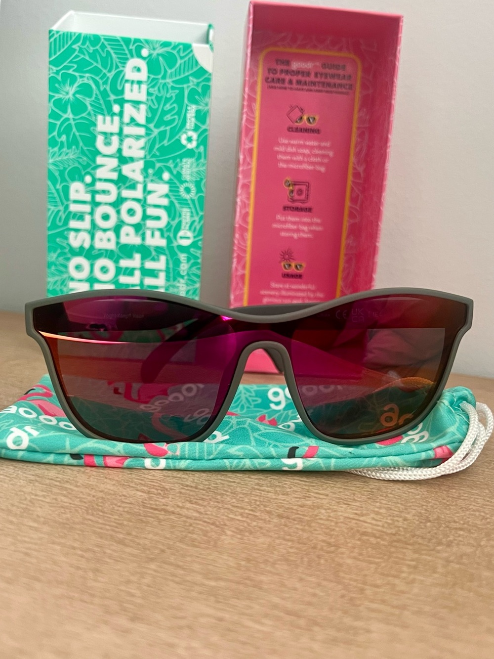 NWT Goodr Voight-Kampff Vision Polarized Running Sunglasses Pink Mirror - Picture 2 of 6